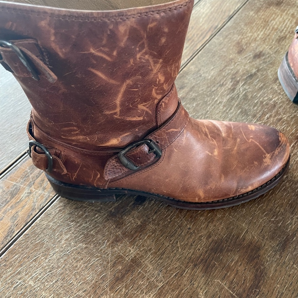Frye Chestnut Brown Leather Lace-Up Harness Boots - Picture 9 of 14